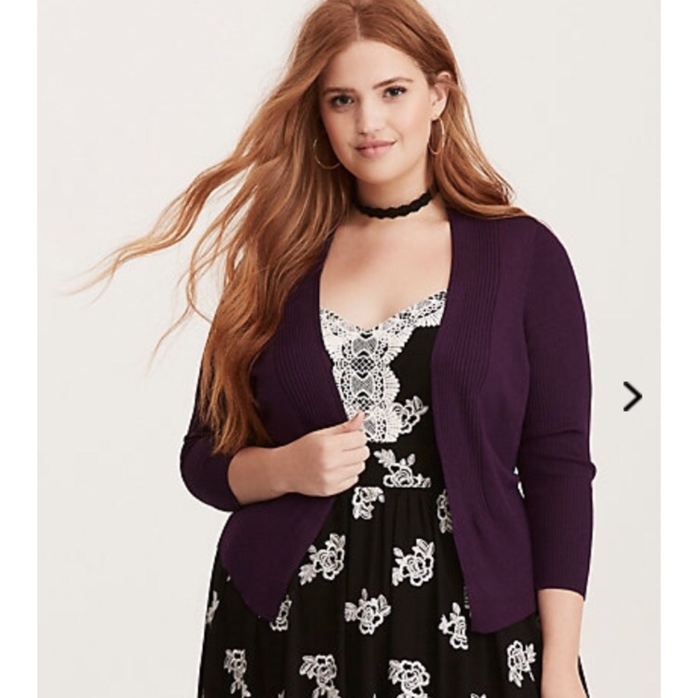 NWT Torrid Ribbed Open Purple Cardigan